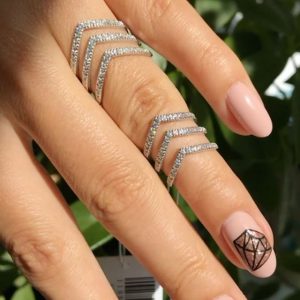 кольцо на весь палец с цепочкой из серебра