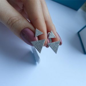 Серебряные серьги трансформеры треугольники фото