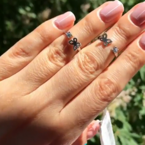 Серебряное фаланговое кольцо бабочка фото