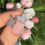 Серебряные детские серьги бабочки Van Cleef фото